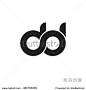 initial letter dd linked circle lowercase monogram logo black