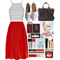 A fashion look from September 2015 featuring cream crop top, seersucker skirt and white flat shoes. Browse and shop related looks.
