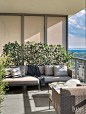 Bal Harbour Astrological Deck : Thanks to designers Peter Hawrylewicz and Ken Lieber, there’s a lot of living to be done on the balcony of this Bal Harbour home, where separate areas for dining, conversation and even stargazing extend the livable square f