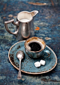 What a combination! I love the blueness on plate, cup and background. Not to mention the coffee :)