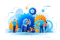 齿轮转动企业精神商务扁平风插画