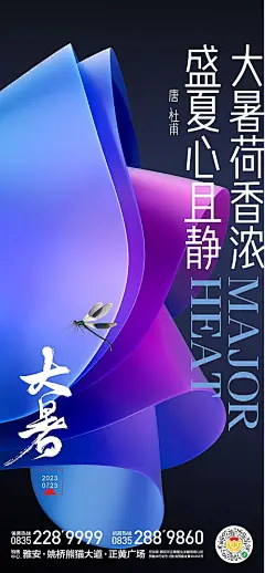 海报 地产 二十四节气 大暑 盛夏 抽象