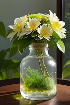 优雅与自然绿瓶插花的魅力