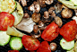 烤肉架,蔬菜,格子烤肉,水平画幅,洋葱,椒类食物,蘑菇,特写,西红柿,食用菌