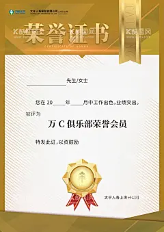 荣誉证书  - 源文件下载【酷图网】荣誉证书,证书,结业证书,签约聘书,培训证书