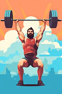 运动简约健康扁平风插画