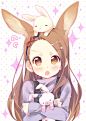 棕色的 兔耳少女 。还有只小白兔哦。 【兽耳】 【兔耳】 【小白兔】