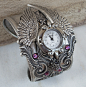 Silver Winged Cuff Watch by *Aranwen on deviantART