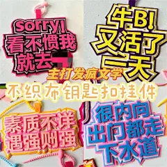 小红书文字创意挂饰搞笑精神状态挂件包包不织布书包钥匙扣坠牌-淘宝网