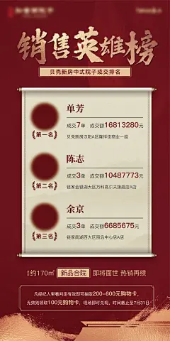 【素材能量站】海报 地产 别墅 销售 榜单  中式 卷轴|524654 