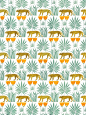 Lioness and Palms Voysey Wallpaper in Midday