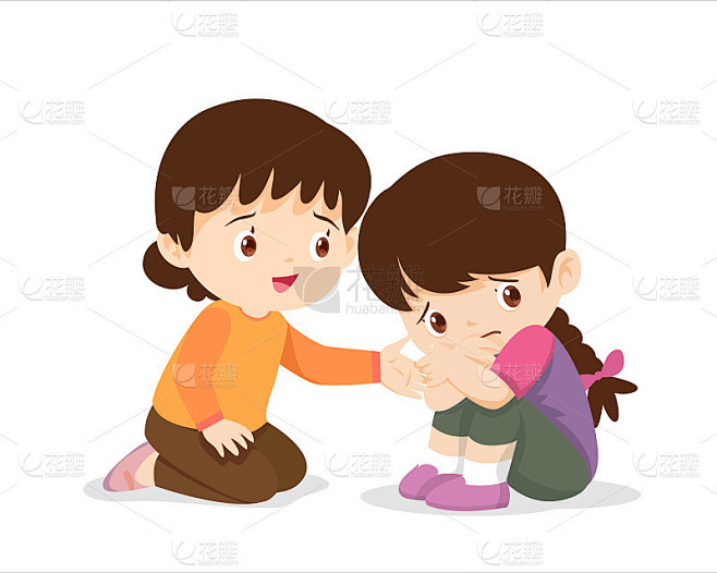 女孩在安慰她伤心的朋友