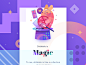 Dribbble is Magic ! gradient flat geometrical sketch magician bunny cute sticker icons illustration magic