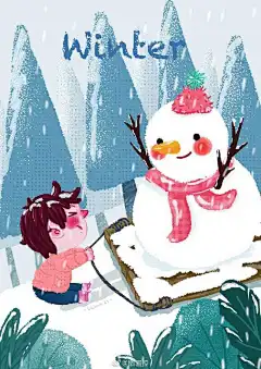 手绘插画投稿:@blank21 | 春夏秋冬，四季 ​​​​