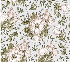 图源免费EPS文件 |无缝图案。犬蔷薇 玫瑰果 野玫瑰。美丽的织物绽放逼真的孤立花朵。复古背景。巴洛克式壁纸。绘图雕刻草图。维多利亚式矢量插图