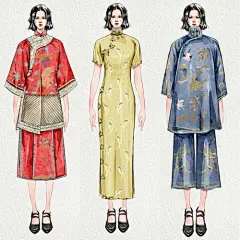 旗袍画手绘图片_百度图片搜索