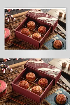 AI数字艺术中秋节送礼月饼礼盒图片