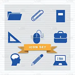 扁平化设计,图标集,传媒,商务,电子邮件,直的,铅笔,技术,模板,教育