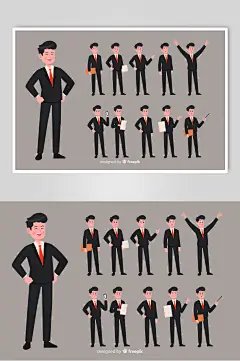 时尚简约商务卡通人物插画矢量素材