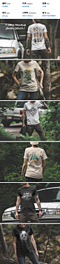 1401528 T-Shirt Mockup Adventure V4 短袖T恤模特户外探险场景样机素材