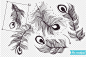 孔雀羽毛无缝矢量背景图案纹理下载Peacock feather vector/pattern
