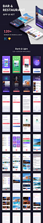 Cabar iOS UI Kit 双配色餐厅酒吧咖啡厅社交媒体应用界面模版-淘宝网