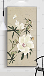 新中式淡雅芙蓉花装饰画玄关画背景墙