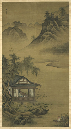 com采集自然子民采集到国画采集唐寅《茅屋风清图》图片_国画作品欣赏
