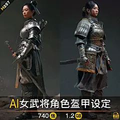女武将战士角色设定素材 影视游戏盔甲装备设计 人物插画临摹参考-淘宝网