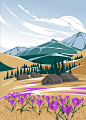 Carpathian spring landscape. Wall poster for sale. by Maria Ahafonova on Dribbble