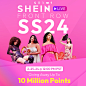 Photo by SHEIN.COM on February 19, 2024. May be an image of 4 people and text that says 'SOXof SHEIN LIVE FRONT ROW SS24 2-25-24@ 2-25-24@12：00PMPS @ 12：00 PM PST Giving Away Up To 10 Million Points'.