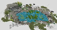 新中式水景SU模型下载【ID:1144693509】