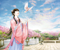 【江畔独步寻花】黄师塔前江水东，春光懒困倚微风。桃花一簇开无主，可爱深红爱浅红？