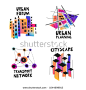 Vector set of fluid gradient hand-drawn logos on the theme of urban planning, city forum, communities, architecture, real estate.