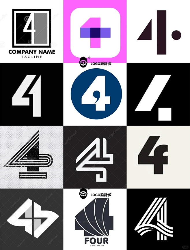 灵感采集4️⃣99个数字4元素图形logo设计分享-花瓣网