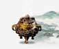 香炉高清素材 山水 彩色 水墨画 海报装饰 金属 香炉 免抠png 设计图片 免费下载