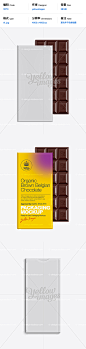 10710 Dark Chocolate Bar Packaging Mockup 黑巧克力产品包装样机展示素材 yellow images