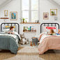 Transitional painted wood floor and gray floor kids' room photo in Minneapolis with white walls