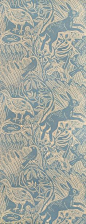 Harvest Hare Wallpaper  £60.00 per roll  Excellent lino print wallpaper with Mark Hearld rabbit and bird design in lead blue.