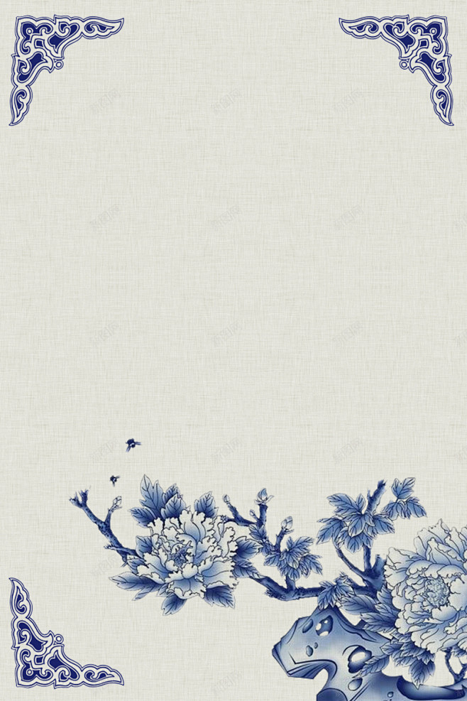 古典淡雅青花瓷花纹背景 青瓷花纹 青色 ...