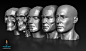 3D Augmented Reality models of male head lined up