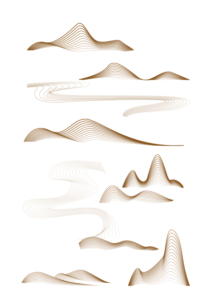 中国风古典线性山纹山峰图案纹理