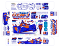 J-EIGHT Isometric ILLUSTRATION  graphic design  Retro Y2K line illustration box design package design  Tamiya
