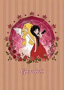 双子座---插画十二星座与玫瑰花