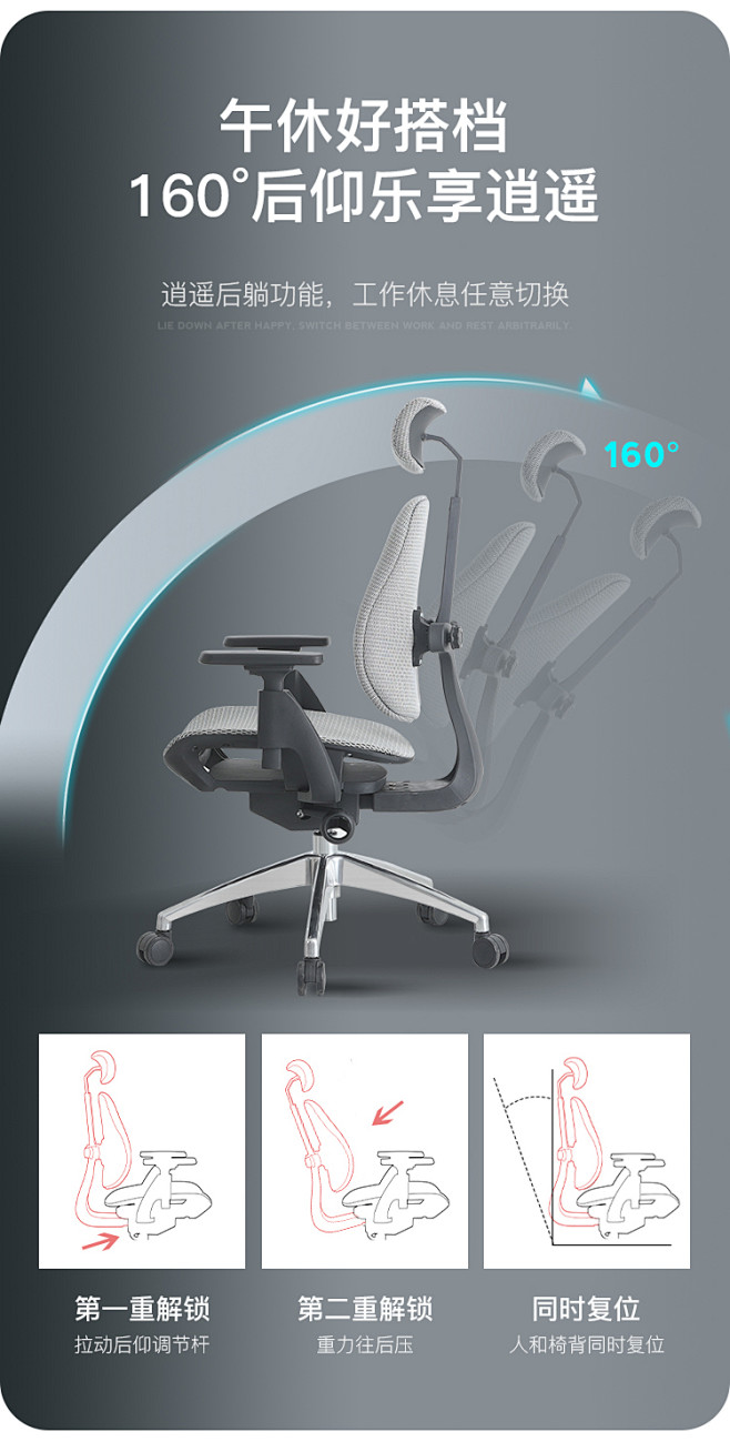 富溢德人体工学椅舒适护腰电脑椅家用透气可...