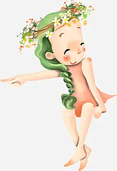 手绘可爱长发女孩免抠素材_新图网 https://ixintu.com 可爱 女孩 长发