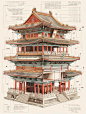 观中国古建筑绘图，感受老祖宗的审美与智慧 - 小红书