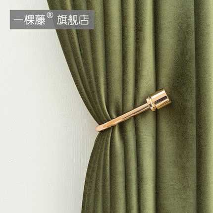 橄榄绿美式乡村复古卧室客厅落地窗加厚天鹅...