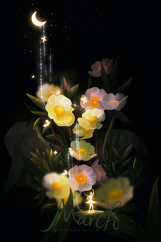 与蝶共舞_莫醒__插画师作品_涂鸦王国g...