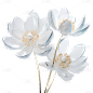 通用3D立体透明彩色花束花朵元素贴纸